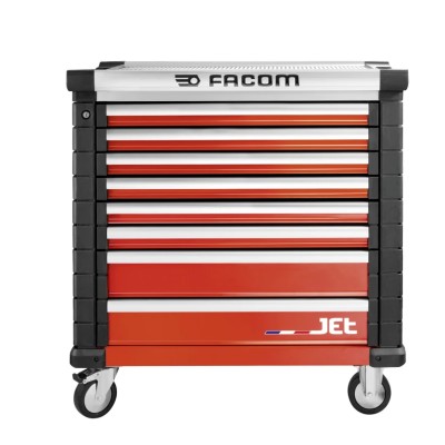 Facom 8 Drawer Wheeled Roller Cabinet JET.8M4APF with Integrated Handles and Centralized Locking System