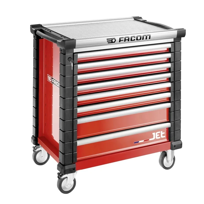 Facom 8 Drawer Wheeled Roller Cabinet JET.8M4APF with Integrated Handles and Centralized Locking System