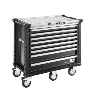 Facom 8 Drawer Wheeled Roller Cabinet Tool Chest, Black, 1.19m x 575mm x 1.04m, Model JET.8NM5APF