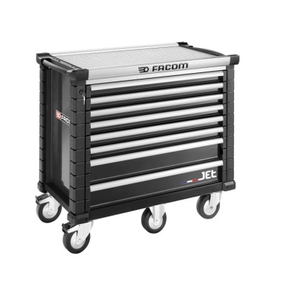 Facom 8 Drawer Wheeled Roller Cabinet Tool Chest, Black, 1.19m x 575mm x 1.04m, Model JET.8NM5APF