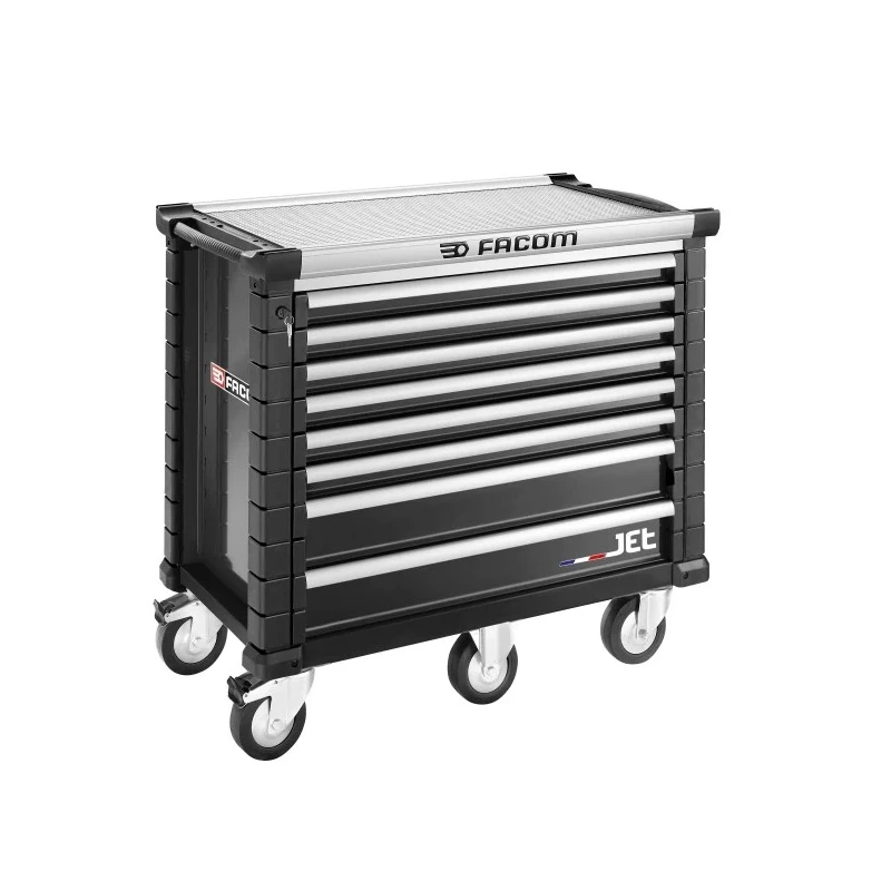 Facom 8 Drawer Wheeled Roller Cabinet Tool Chest, Black, 1.19m x 575mm x 1.04m, Model JET.8NM5APF