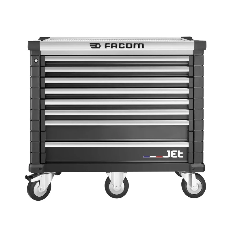 Facom 8 Drawer Wheeled Roller Cabinet Tool Chest, Black, 1.19m x 575mm x 1.04m, Model JET.8NM5APF