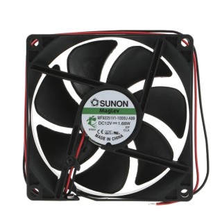 Sunon M Series Square Frame Axial Fan 12V DC, 1.68W Power, 140mA Max, 87.5 m³/h Airflow, 92x92x25 mm MF92251V1-1000U-A99