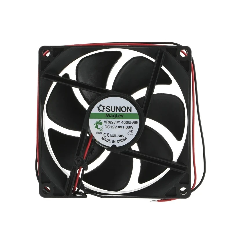 Sunon M Series Square Frame Axial Fan 12V DC, 1.68W Power, 140mA Max, 87.5 m³/h Airflow, 92x92x25 mm MF92251V1-1000U-A99