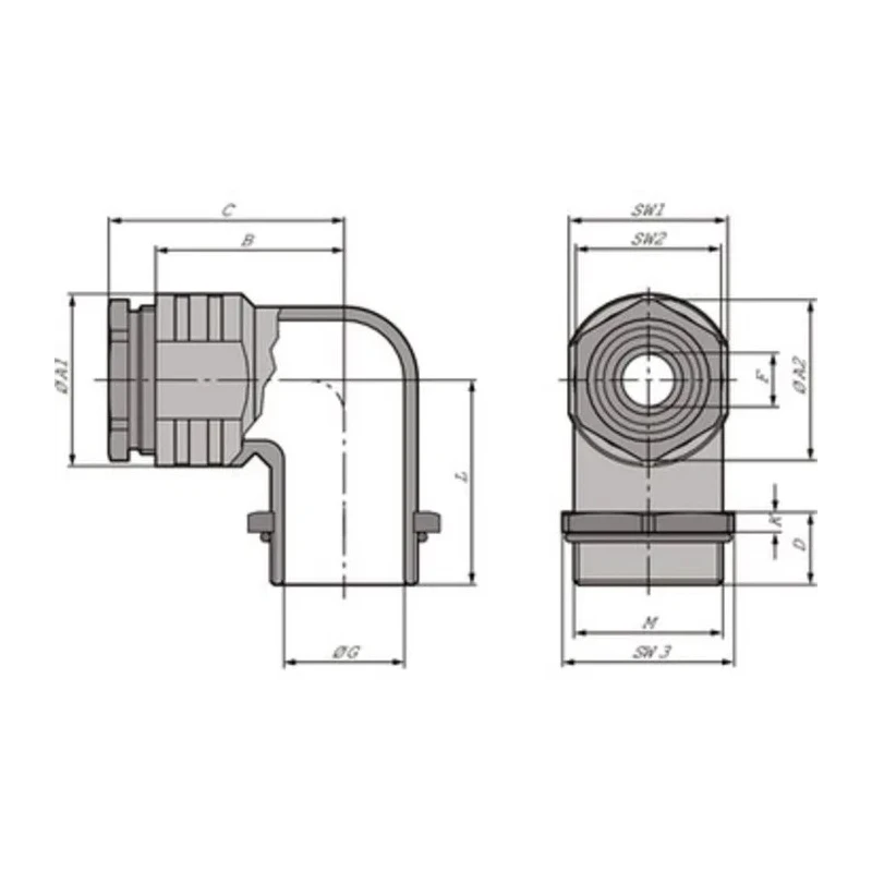 Lapp SKINDICHT Series Angled Cable Gland M12 Thread Size Zinc Die-Cast, IP55, 26.1mm Length 52107800 & 52103000