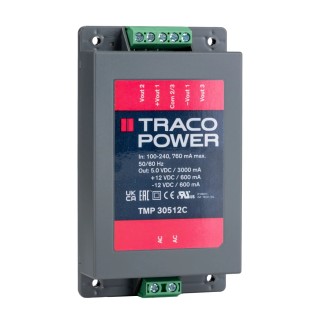 TRACOPOWER Switching Power Supply 3 Output 12V DC 29W Chassis Mount TMP 30512C