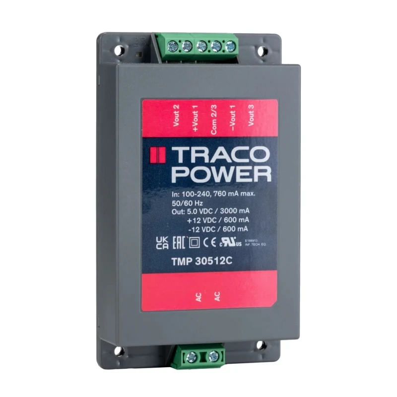 TRACOPOWER Switching Power Supply 3 Output 12V DC 29W Chassis Mount TMP 30512C