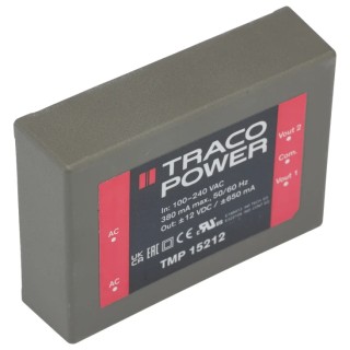 TRACOPOWER Switching Power Supply Dual Output 12V DC 15W PCB Mount TMP 15212