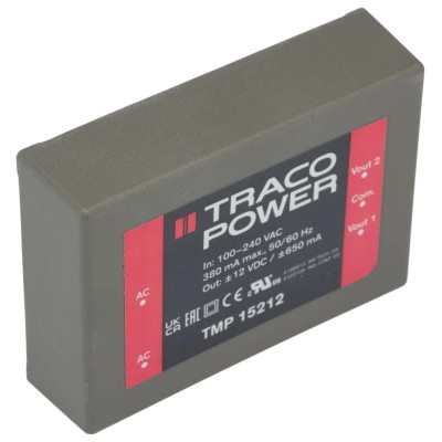 TRACOPOWER Switching Power Supply Dual Output 12V DC 15W PCB Mount TMP 15212