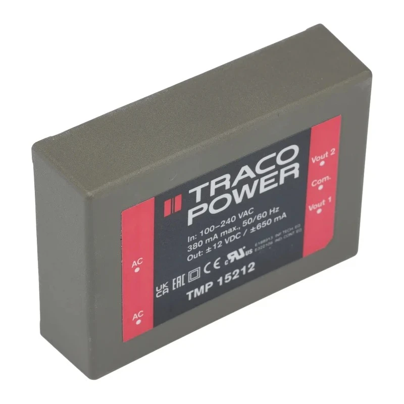 TRACOPOWER Switching Power Supply Dual Output 12V DC 15W PCB Mount TMP 15212