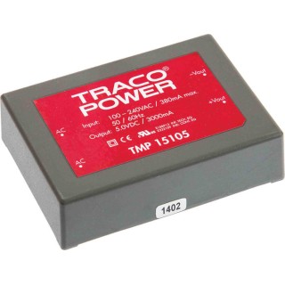TRACOPOWER Switching Power Supply 5V DC 15W 85-264V AC, PCB Mount TMP 15105