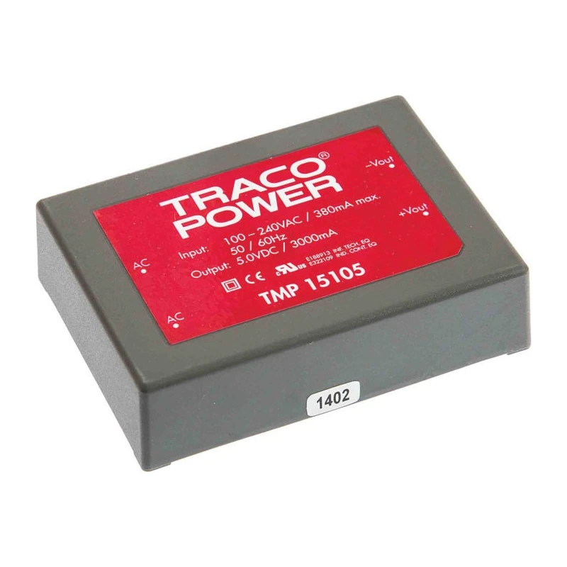 TRACOPOWER Switching Power Supply 5V DC 15W 85-264V AC, PCB Mount TMP 15105