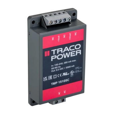 TRACOPOWER TMP 15105C Switching Power Supply 5V DC 15W 264V AC Chassis Mount 75% Efficiency TMP 15105C