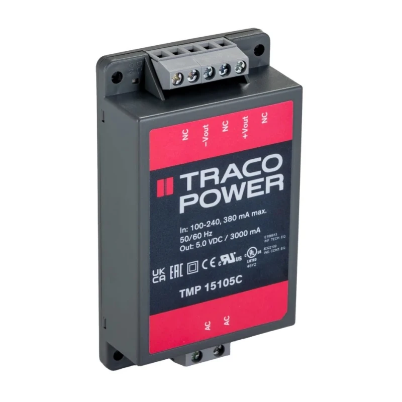 TRACOPOWER TMP 15105C Switching Power Supply 5V DC 15W 264V AC Chassis Mount 75% Efficiency TMP 15105C