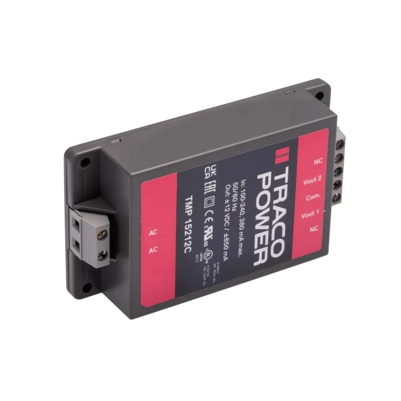 TRACOPOWER Switching Power Supply 2 Output 12V DC 15W Chassis Mount TMP 15212C