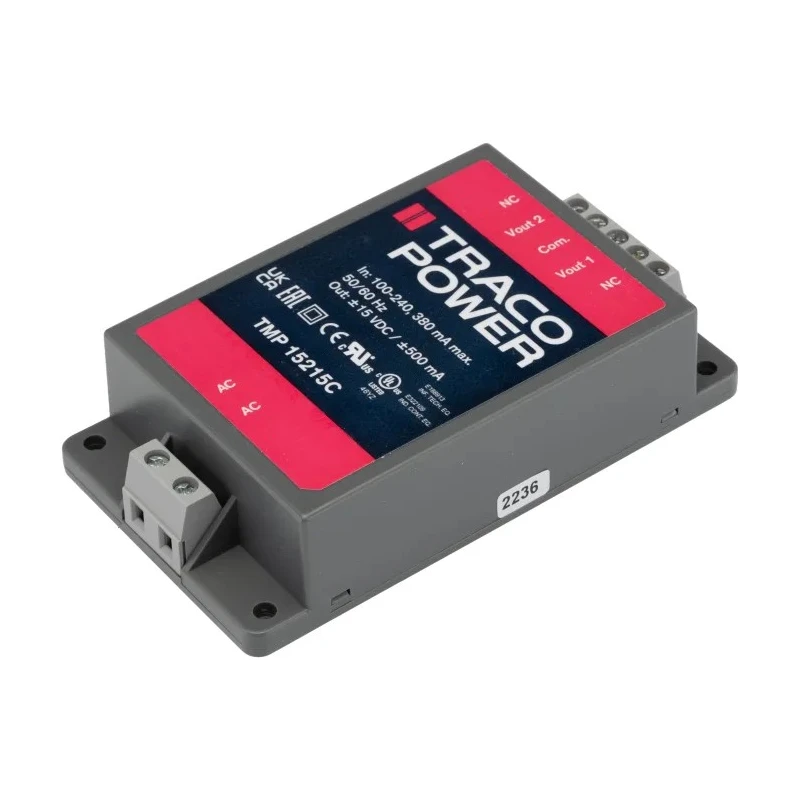 TRACOPOWER Switching Power Supply 2 Output 15V DC 15 W 264V AC TMP 15215C