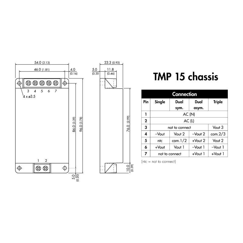 TRACOPOWER Switching Power Supply 12V DC, 15W, 1.25A Output, Chassis Mount TMP 15112C