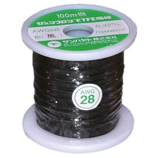 Sunhayato JUNFLON Series Black 0.08 mm² Hook Up Wire, 28 AWG, 100 m, Ethylene Tetrafluoroethylene AWG28-100-K