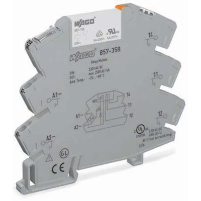 WAGO Electromechanical Interface Relay DIN Rail Mount 24V AC/DC Coil 8.5mA Switching Current 857-354