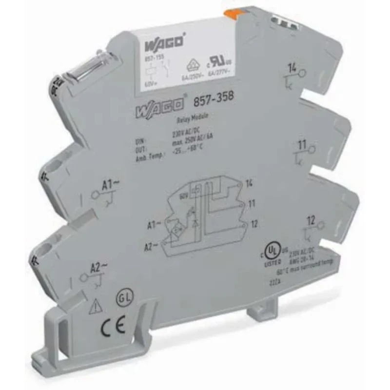 WAGO Electromechanical Interface Relay DIN Rail Mount 24V AC/DC Coil 8.5mA Switching Current 857-354