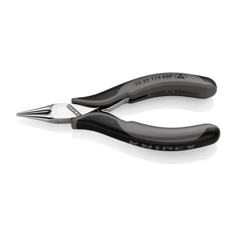 Knipex Long Nose Plier Two-Colour Dual Component Handle Chrome Steel Mirror Polished 115mm Overall Length 35 32 115 ESDRS