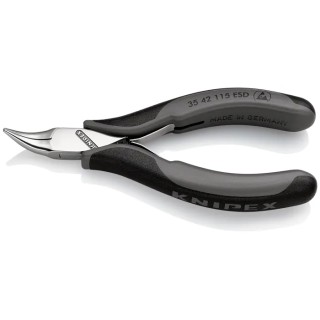 Knipex Chrome Steel Two-Colour Dual Component Handle ESD Safe Long Nose Plier 115mm Overall, 22.5mm Jaw 45° 35 42 115 ESDRS