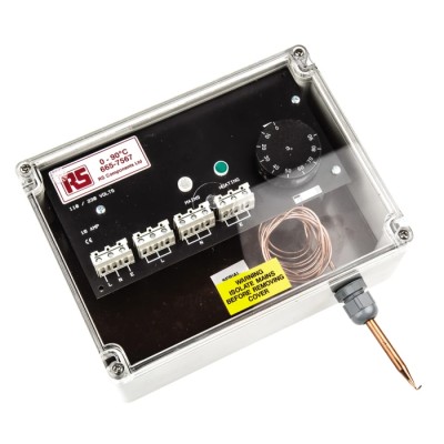 RS PRO Junction Box Trace Heating Thermostat 75 mm x 200 mm x 150 mm, 0 °C to 90 °C 665-7567