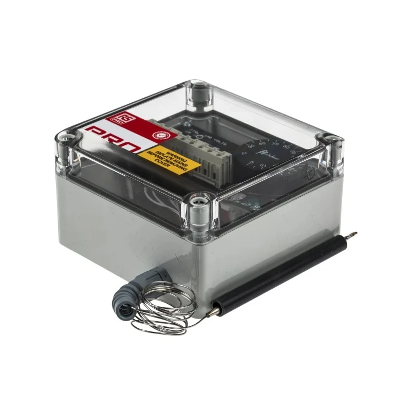 RS PRO Trace Heating Thermostat 75 mm x 125 mm x 125 mm, 0 °C to 90 °C Operating Temperature 665-7551