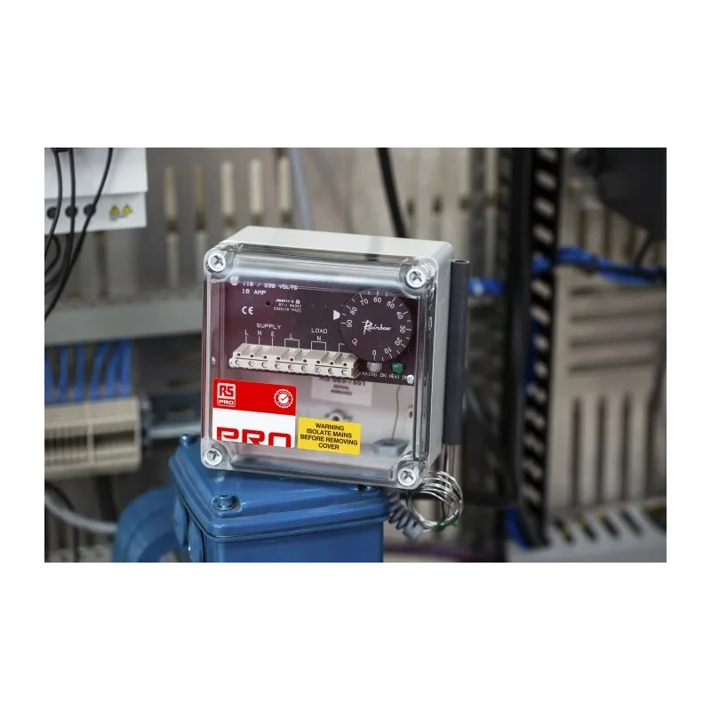 RS PRO Trace Heating Thermostat 75 mm x 125 mm x 125 mm, 0 °C to 90 °C Operating Temperature 665-7551
