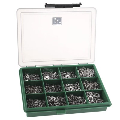 RS PRO Stainless Steel Washer Kit 1500 Pieces Internal Tooth, Plain and Spring Types 665-7321