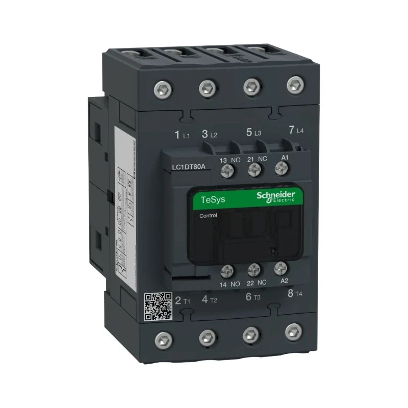 Schneider Electric LC1D Contactor, 24V AC Coil, 4-Pole, 80A, 10.2W Power Rating, 4 NO, 690V AC LC1DT80AB7