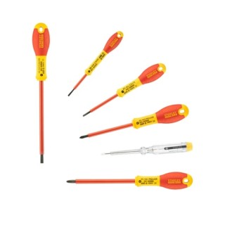 Stanley Insulated Phillips and Slotted Screwdriver Set 6-Piece, Tested to 10,000V, Chrome Vanadium Steel, Model 0-65-441