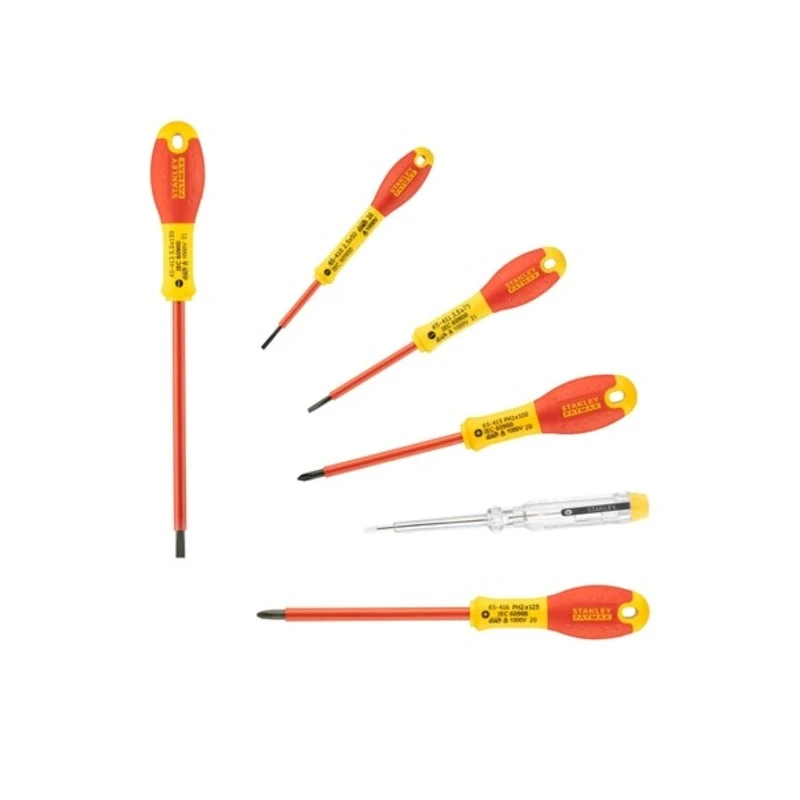 Stanley Insulated Phillips and Slotted Screwdriver Set 6-Piece, Tested to 10,000V, Chrome Vanadium Steel, Model 0-65-441