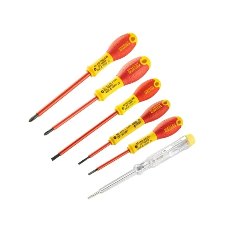 Stanley Insulated Phillips and Slotted Screwdriver Set 6-Piece, Tested to 10,000V, Chrome Vanadium Steel, Model 0-65-441