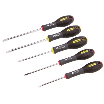 Stanley Tools Standard Screwdriver Set, 5-Piece with Parallel Tips 4 mm, 3.5 mm, 5.5 mm & Phillips PH1, PH2 0-65-440