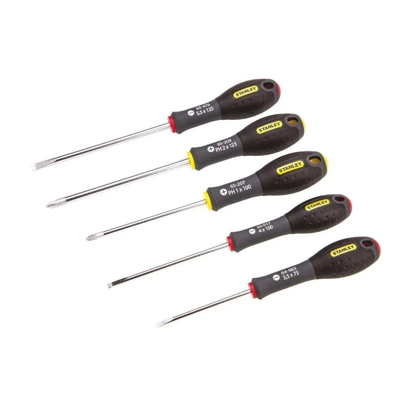 Stanley Tools Standard Screwdriver Set, 5-Piece with Parallel Tips 4 mm, 3.5 mm, 5.5 mm & Phillips PH1, PH2 0-65-440
