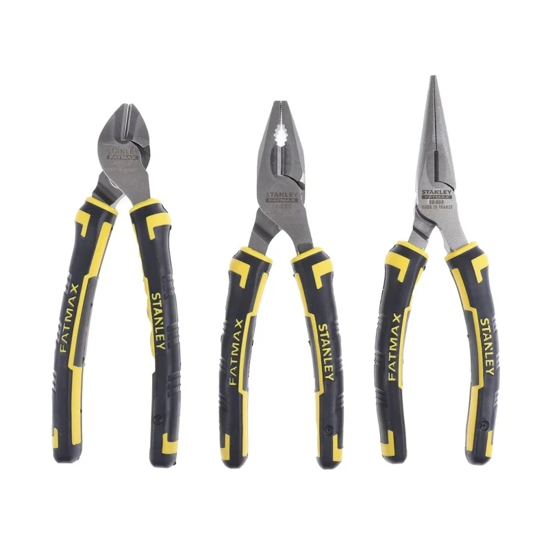 Stanley 3-Piece Plier Set Combination Cutters Long Nose Pliers Heat Treated Chrome-Carbon Steel 4-84-488