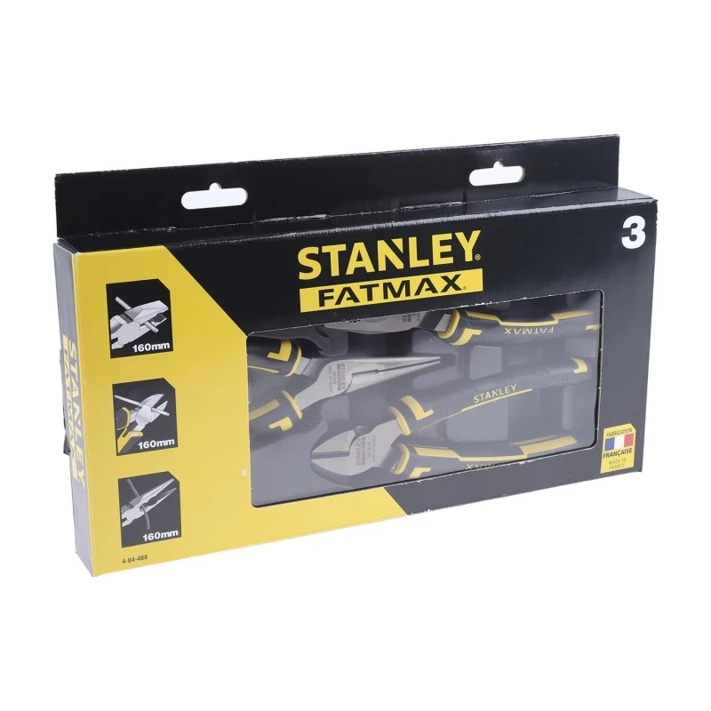 Stanley 3-Piece Plier Set Combination Cutters Long Nose Pliers Heat Treated Chrome-Carbon Steel 4-84-488