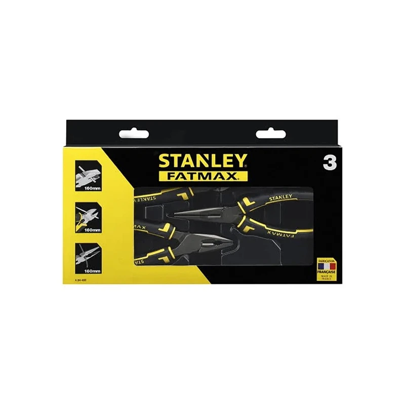 Stanley 3-Piece Plier Set Combination Cutters Long Nose Pliers Heat Treated Chrome-Carbon Steel 4-84-488