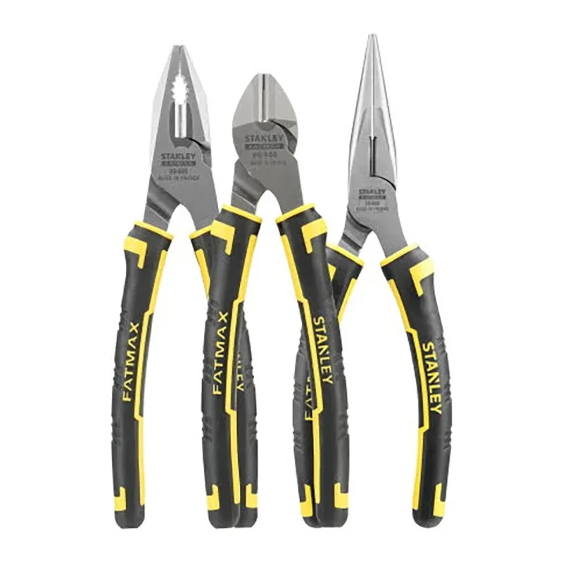 Stanley 3-Piece Plier Set Combination Cutters Long Nose Pliers Heat Treated Chrome-Carbon Steel 4-84-488