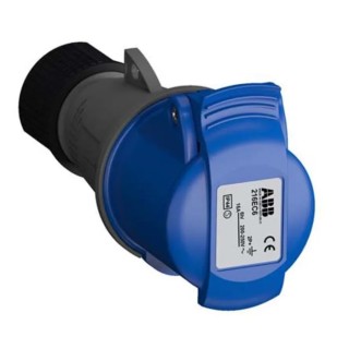Amphenol Industrial Cable Mount Industrial Power Connector 2P+PE 16A 230V IP44 Blue Easy & Safe Series IP44