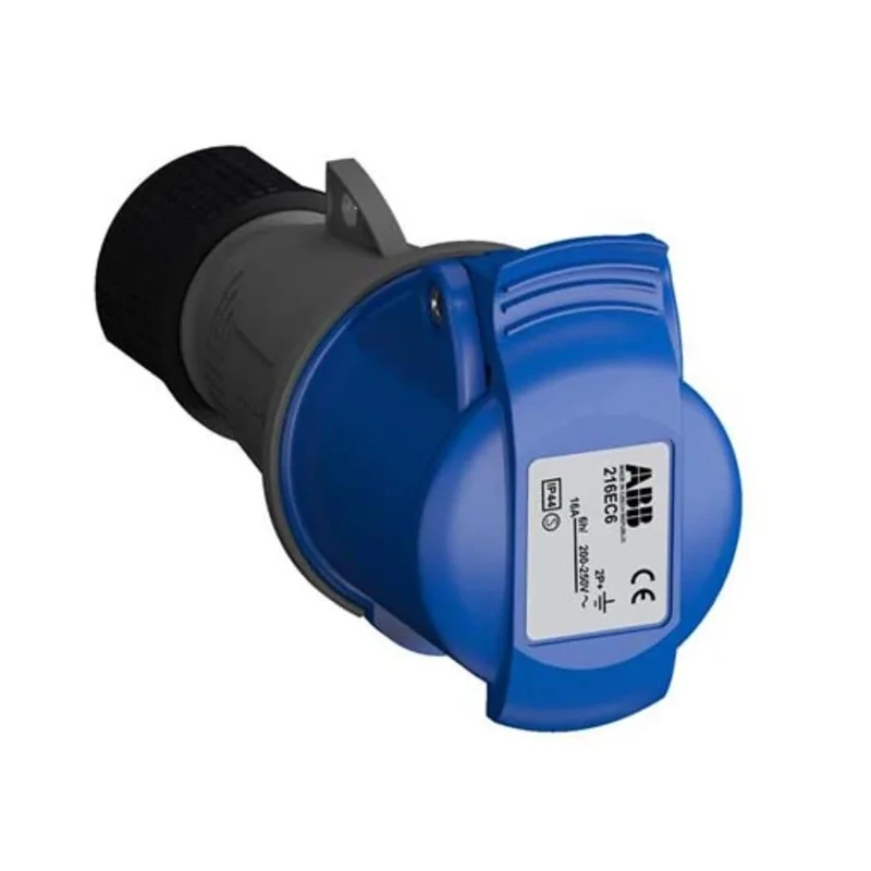 Amphenol Industrial Cable Mount Industrial Power Connector 2P+PE 16A 230V IP44 Blue Easy & Safe Series IP44