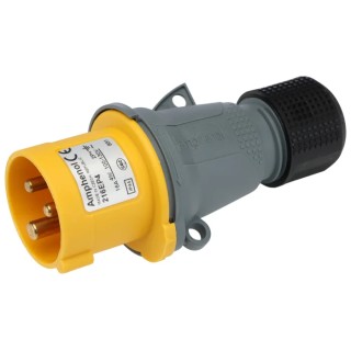 Amphenol Industrial Easy & Safe Yellow Cable Mount 2P+PE Straight Industrial Power Connector 16A 110V 2CMA101946R1000 IP44