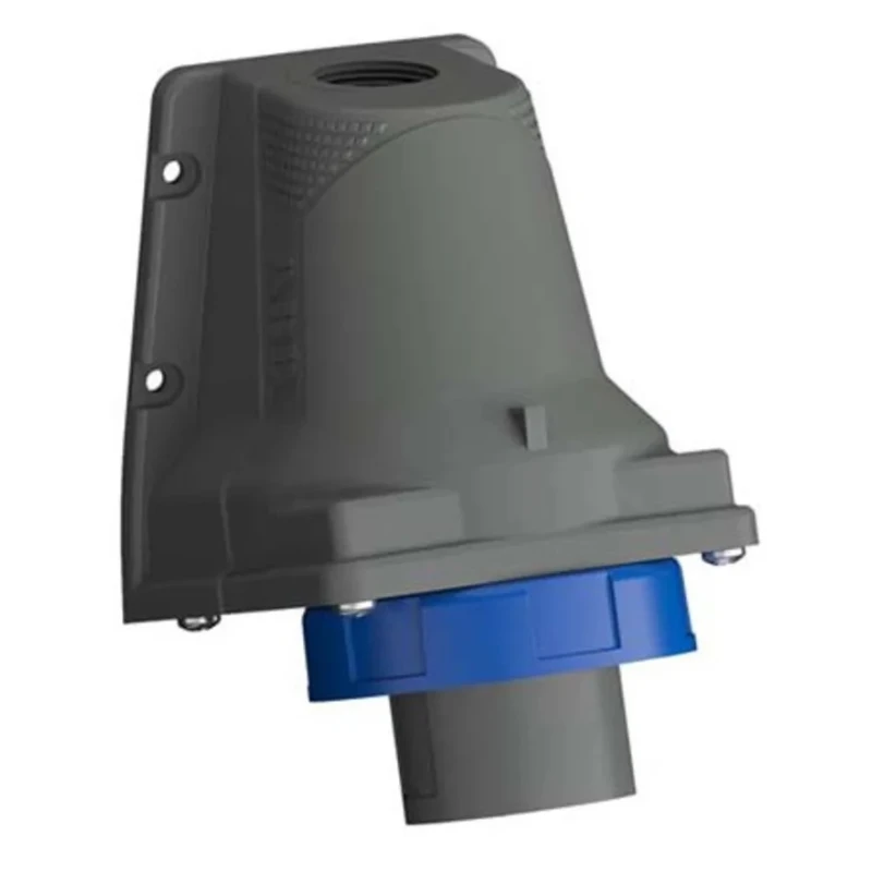 Amphenol Industrial Easy & Safe IP67 Blue Wall Mount 2P+PE Right Angle Industrial Power Connector 32A 230V IP67
