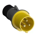 Amphenol Industrial Easy & Safe IP44 Yellow Cable Mount 2P+PE Straight Industrial Power Connector 32A 110V IP44