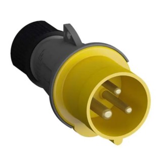 Amphenol Industrial Easy & Safe IP44 Yellow Cable Mount 2P+PE Straight Industrial Power Connector 32A 110V IP44