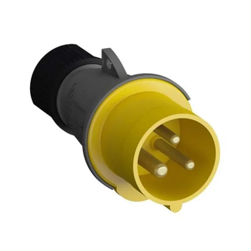 Amphenol Industrial Easy & Safe IP44 Yellow Cable Mount 2P+PE Straight Industrial Power Connector 32A 110V IP44