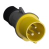 Amphenol Industrial Easy & Safe IP44 Yellow Cable Mount 2P+PE Straight Industrial Power Connector 32A 110V IP44