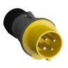 Amphenol Industrial Easy & Safe IP44 Yellow Cable Mount 3P+PE Straight Industrial Power Connector 16A 110V IP44