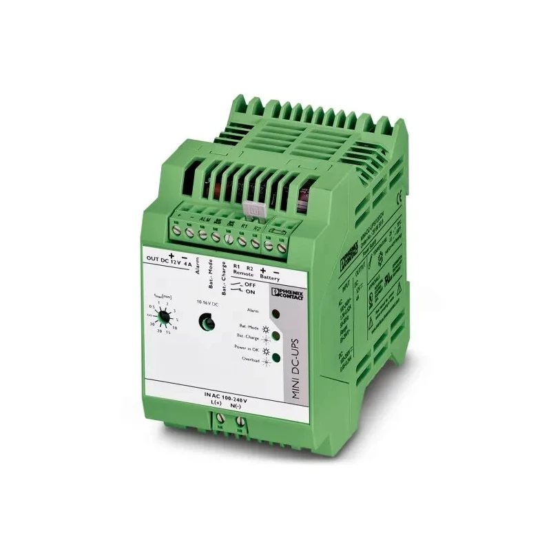 Phoenix Contact Uninterruptible Power Supply Mini-DC 48W 100-240V AC Input 12V DC Output DIN Rail Mount 2866598